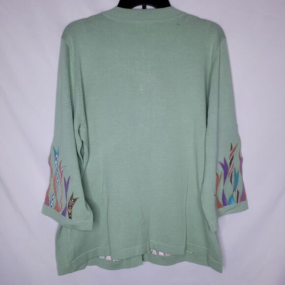 Bob Mackie Cardigan Womens Large Green Artsy NWT - Picture 5 of 12